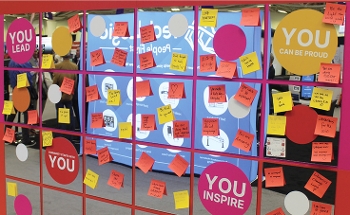 wall of inspiring post-it notes